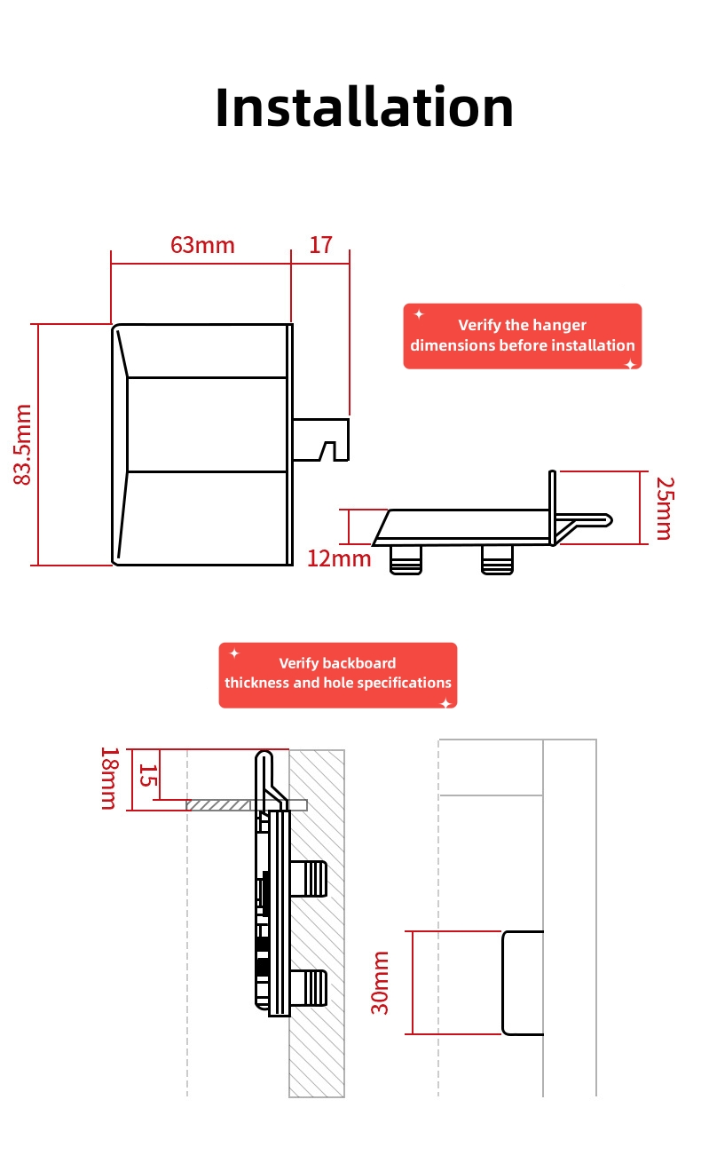 Durable galvanized steel hanging plate paired with a heavy-duty suspension bracket, featuring an automatic secure-lock safety spring.